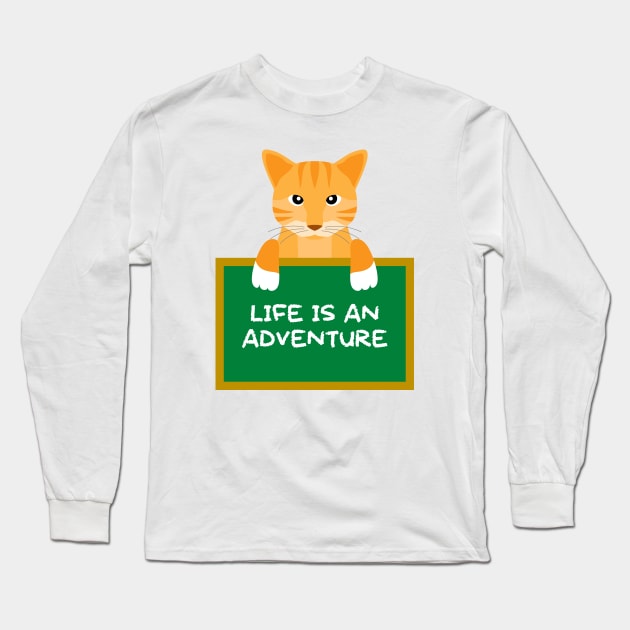 Advice Cat - Life Is An Adventure Long Sleeve T-Shirt by inotyler